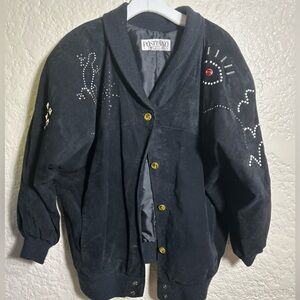 Vintage Positano pelle Italian genuine leather black jacket women’s‎ size small